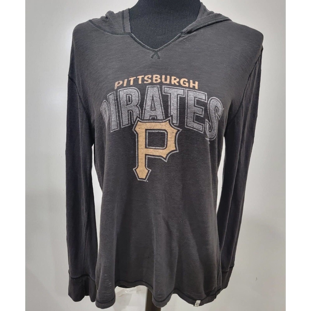 Forty Seven Pittsburgh Pirates Long Sleeve Tshirt Hoodie Black Yellow Size Large